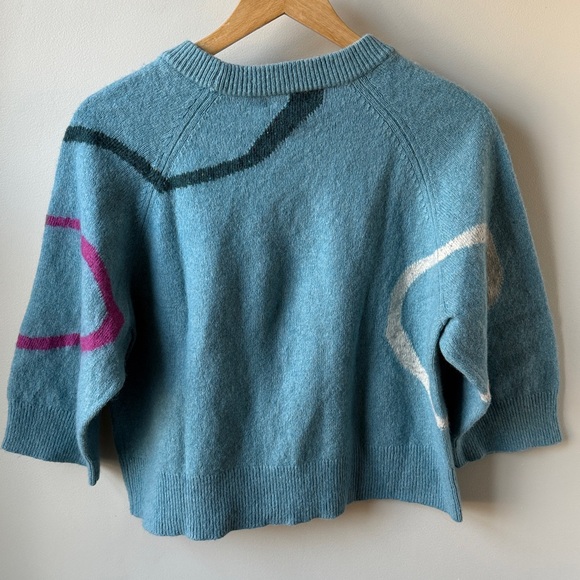 ZAKET & PLOVER Swirl Sweater Geometric Abstract Modern Relaxed Merino Wool XS - Picture 2 of 4